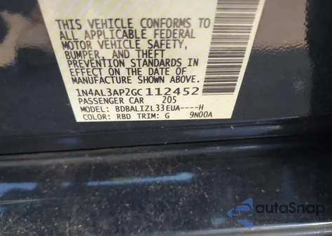 2016 Nissan Altima 2.5 Sv z USA, uszkodzony, nr VIN 1N4AL3AP2GC112452